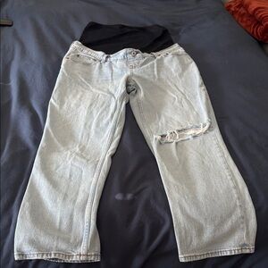 Abercrombie & Fitch Light Destroy 90s Straight Maternity Jeans 8S